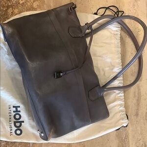 HOBO Gray Leather Tote Bag